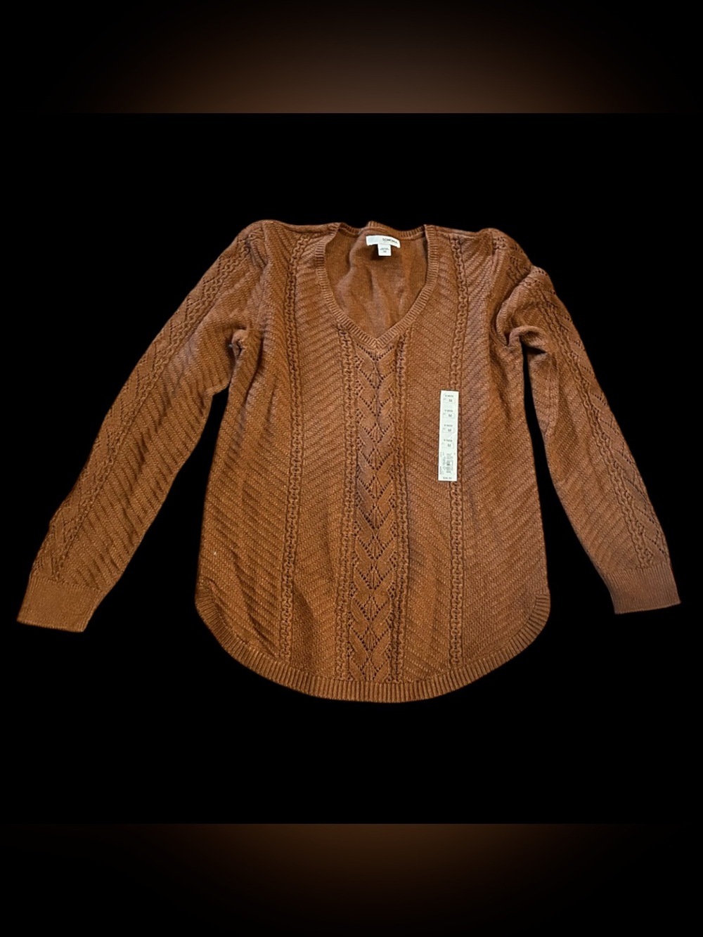 Sonoma nwt Women's Cable Knit V-Neck Sweater in Brown medium